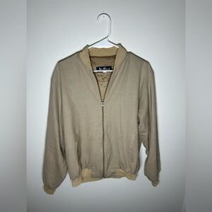Vintage Alan Stuart Tan Bomber Jacket Mens Medium Made USA